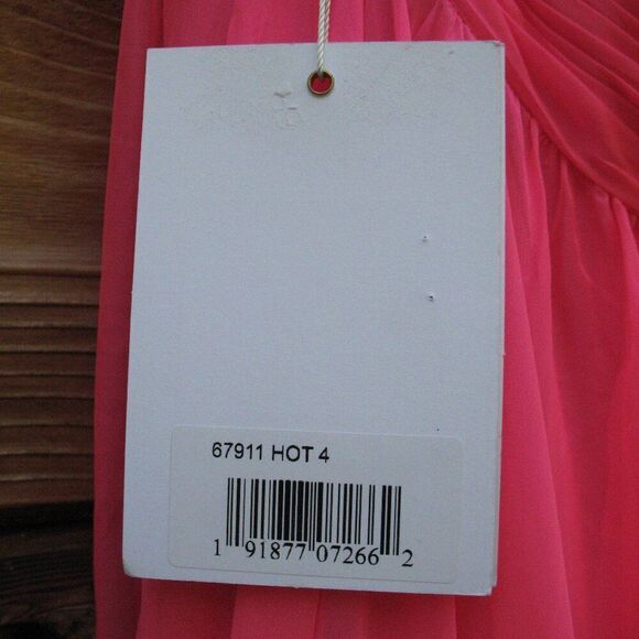 NWT Mac Duggal Ruffle Tiered Cut Out Chiffon Gown 67911 Hot Pink Size  4 - Picture 15 of 15